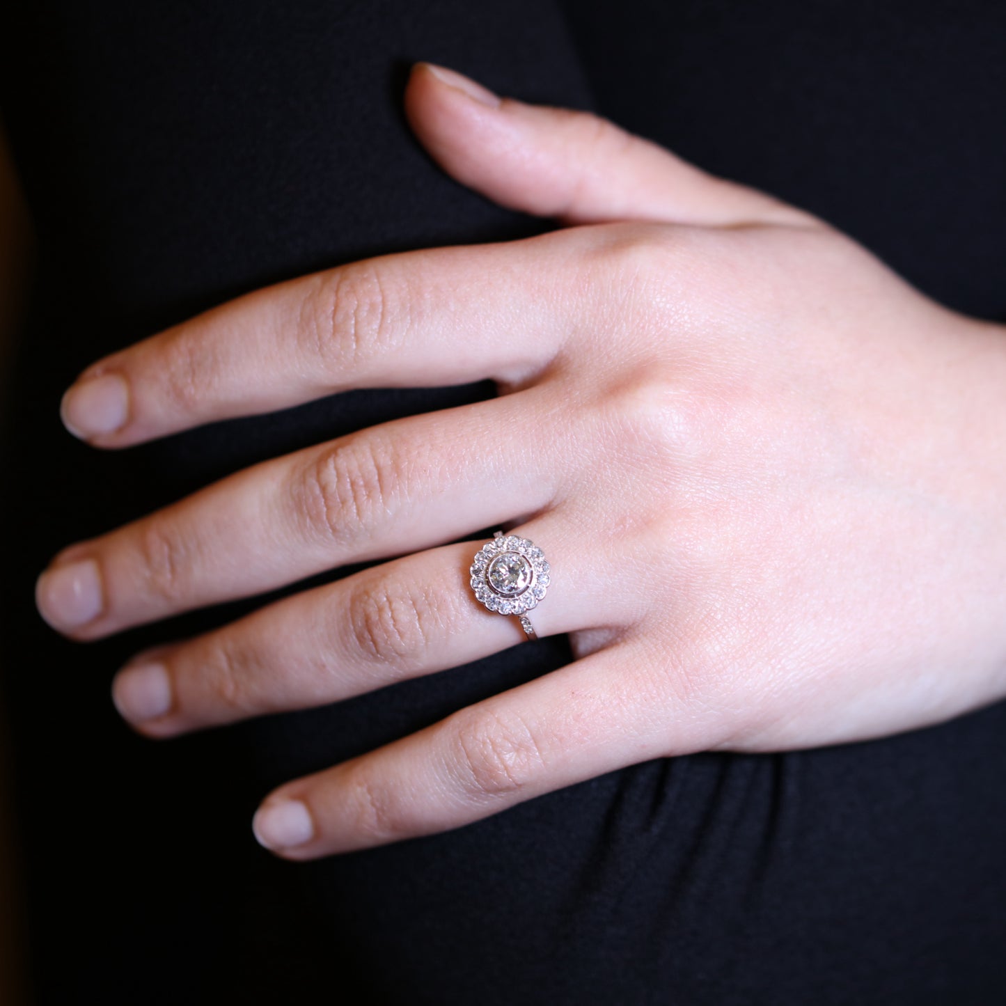 Charmante Bague en platine et diamants