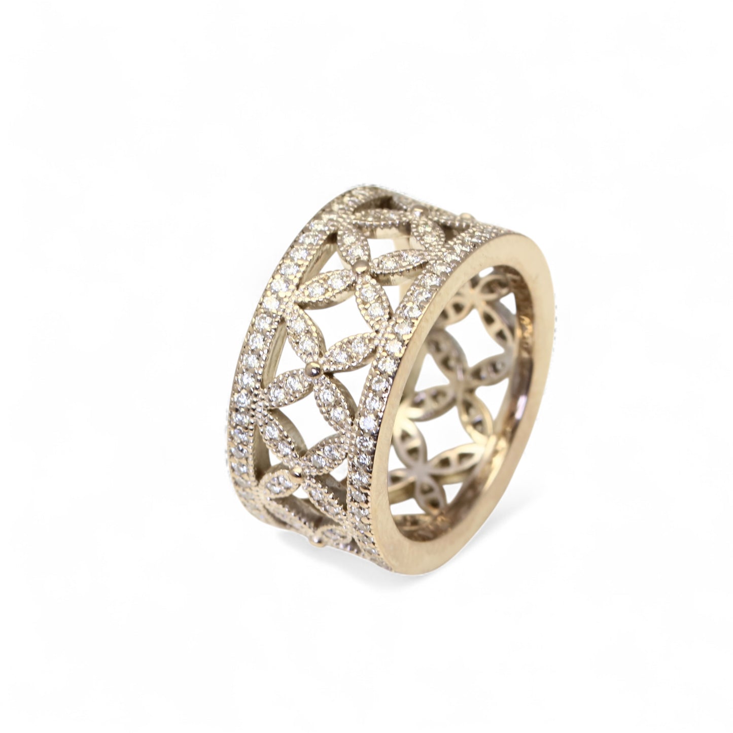 Bague bandeau en or blanc et diamants
