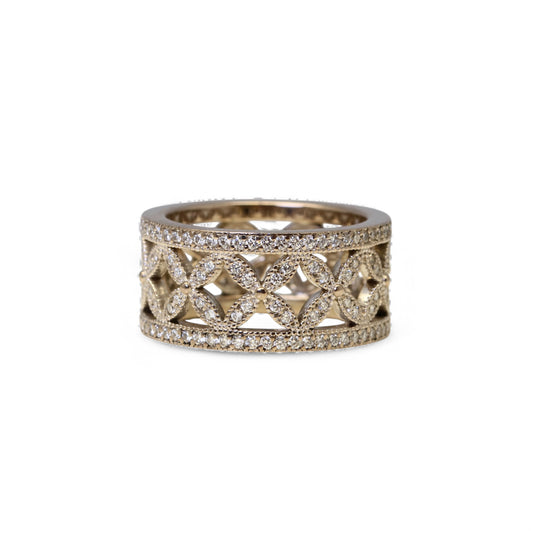 Bague bandeau en or blanc et diamants