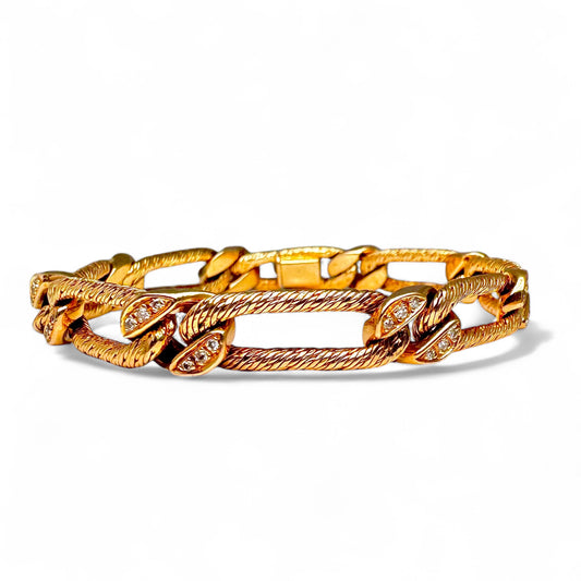 Georges LENFANT. Bracelet en or jaune pavé de diamants.
