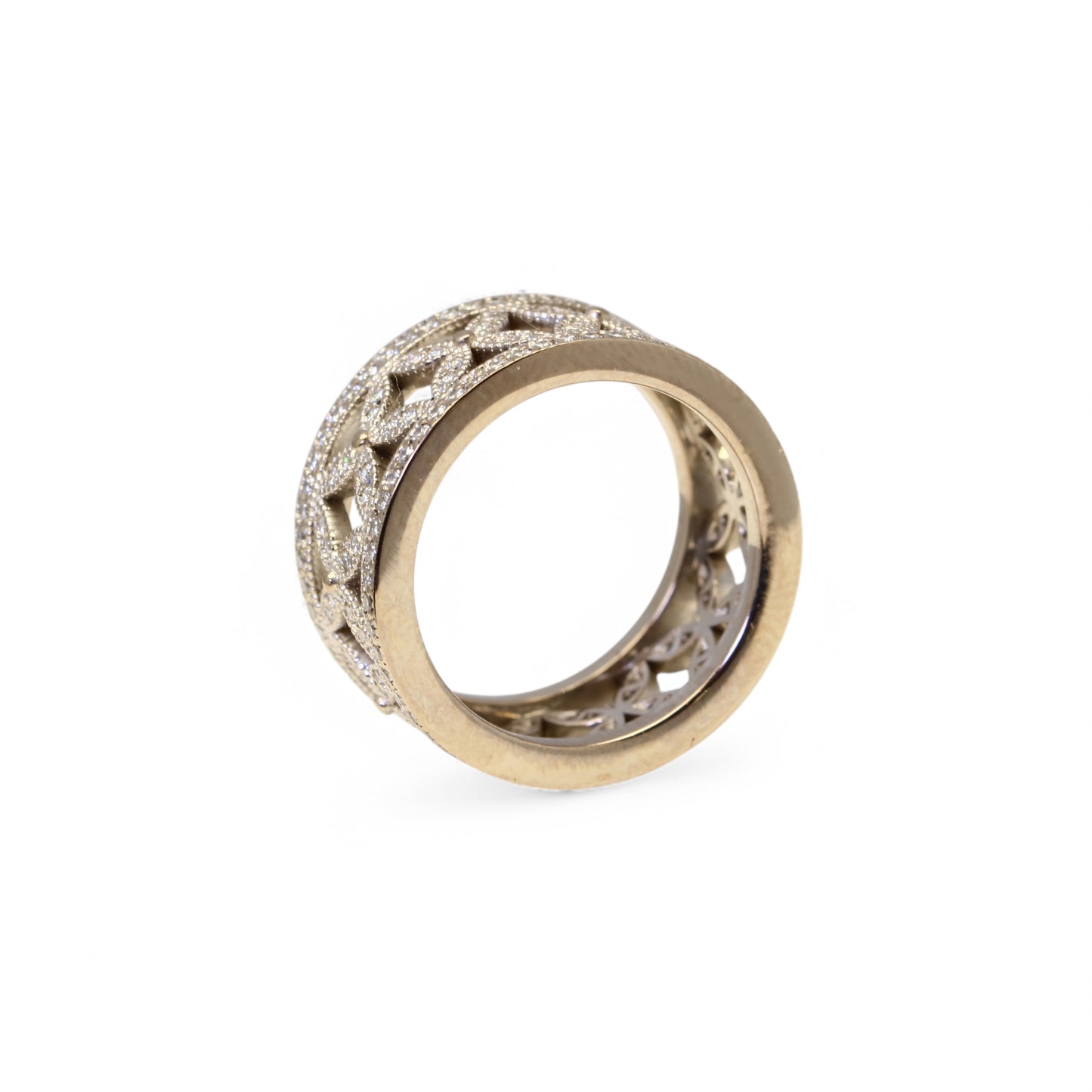 Bague bandeau en or blanc et diamants