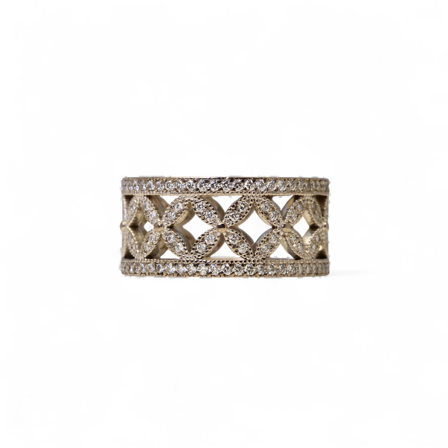 Bague bandeau en or blanc et diamants