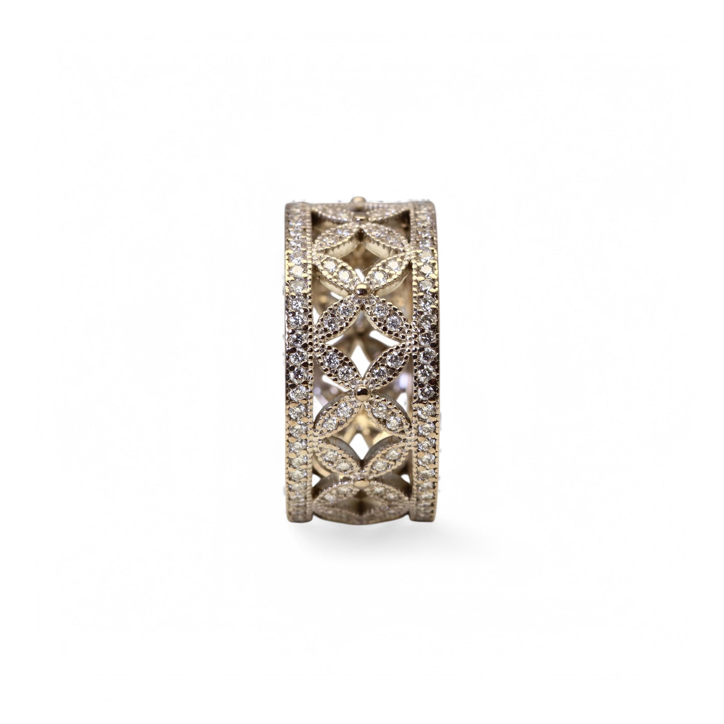 Bague bandeau en or blanc et diamants