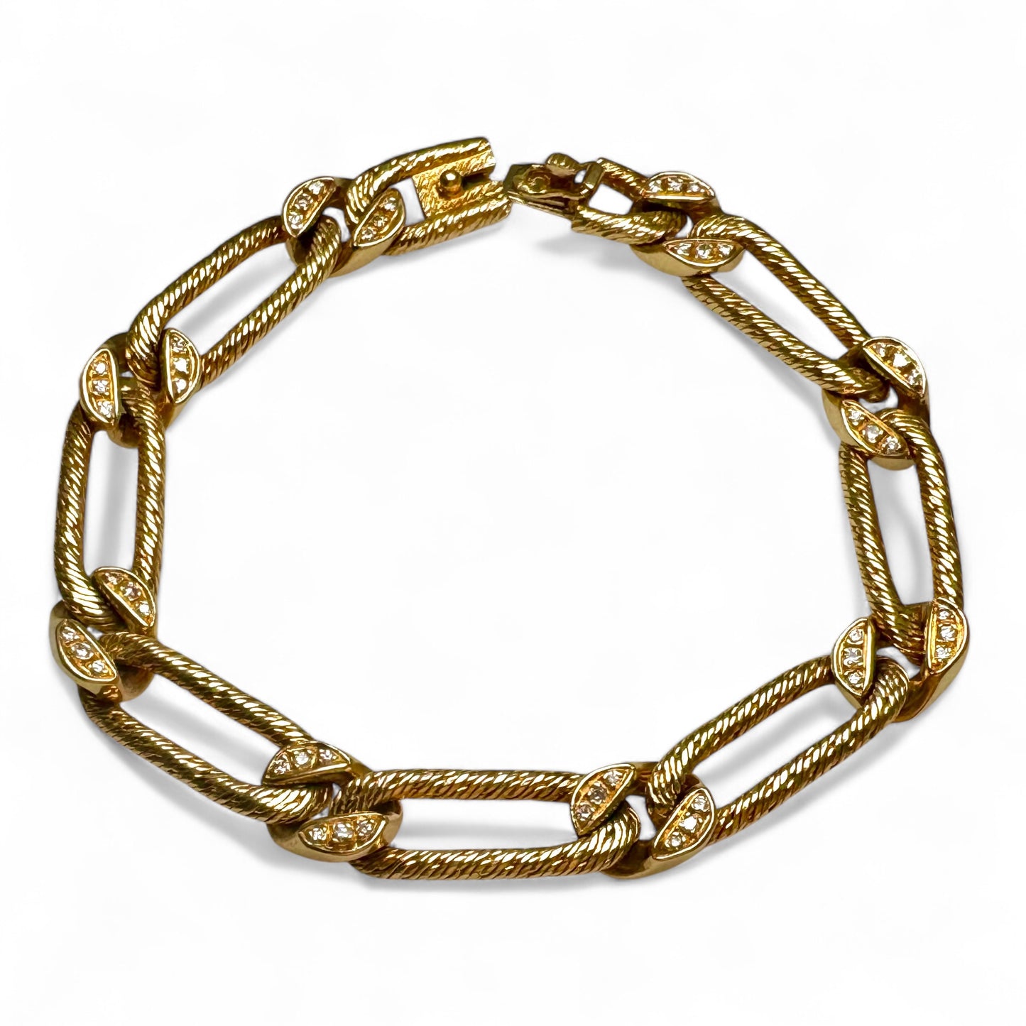 Georges LENFANT. Bracelet en or jaune pavé de diamants.
