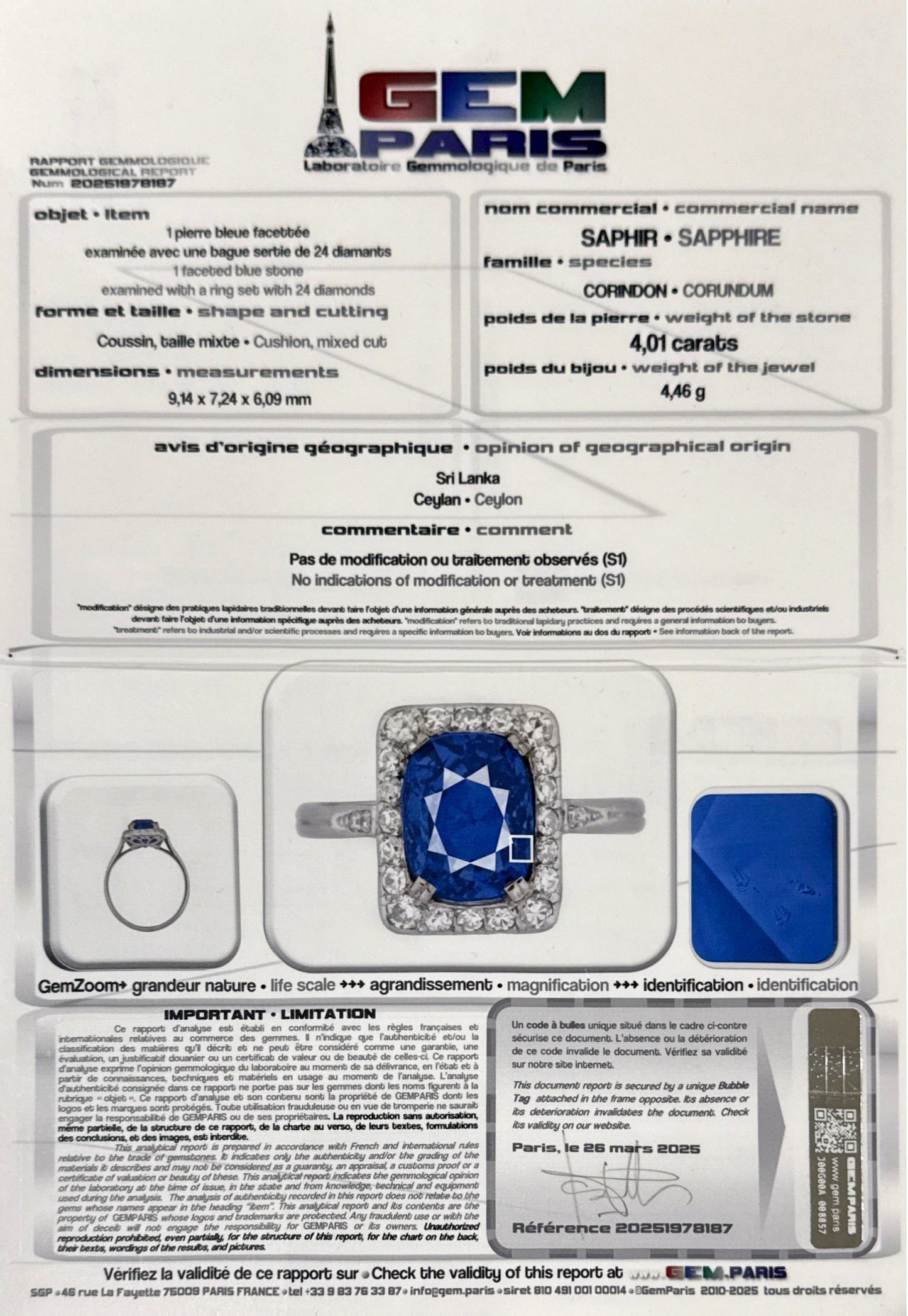 Bague ancienne saphir naturel et diamants