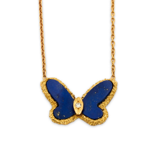 VAN CLEEF & ARPELS Pendentif papillon en lapis-lazuli.