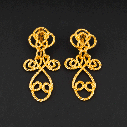 Boucles d'oreilles arabesque en or jaune