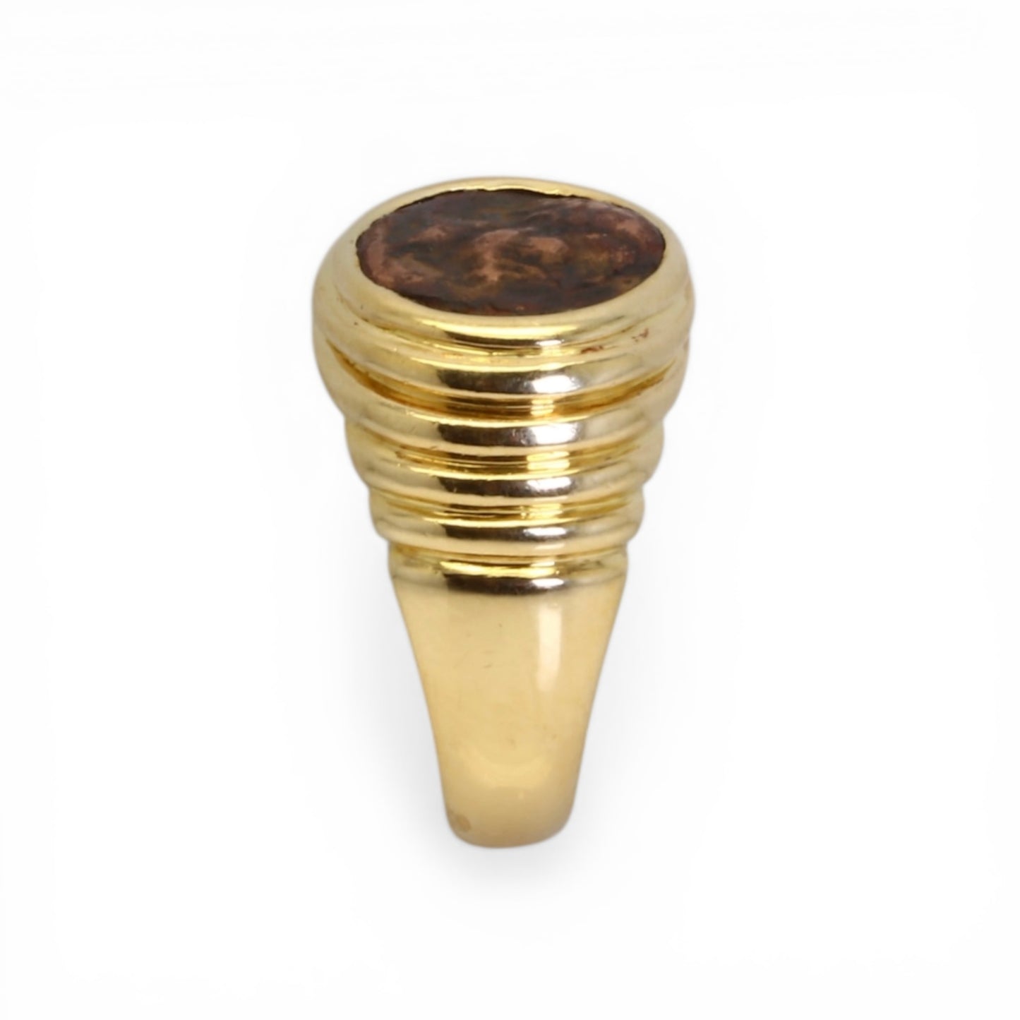 BULGARI Bague Monete en or jaune et pièce antique en bronze.