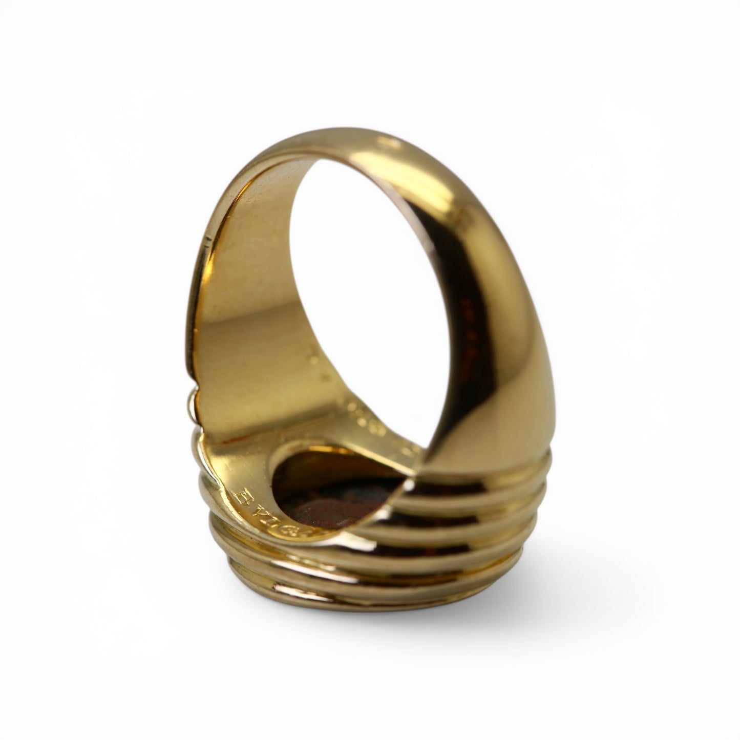 BULGARI Bague Monete en or jaune et pièce antique en bronze.
