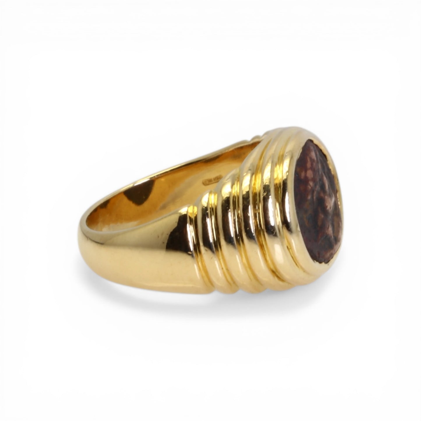 BULGARI Bague Monete en or jaune et pièce antique en bronze.