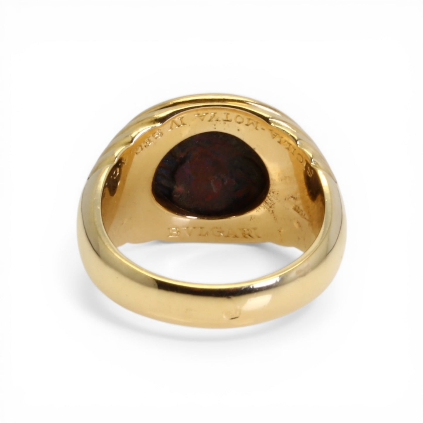 BULGARI Bague Monete en or jaune et pièce antique en bronze.