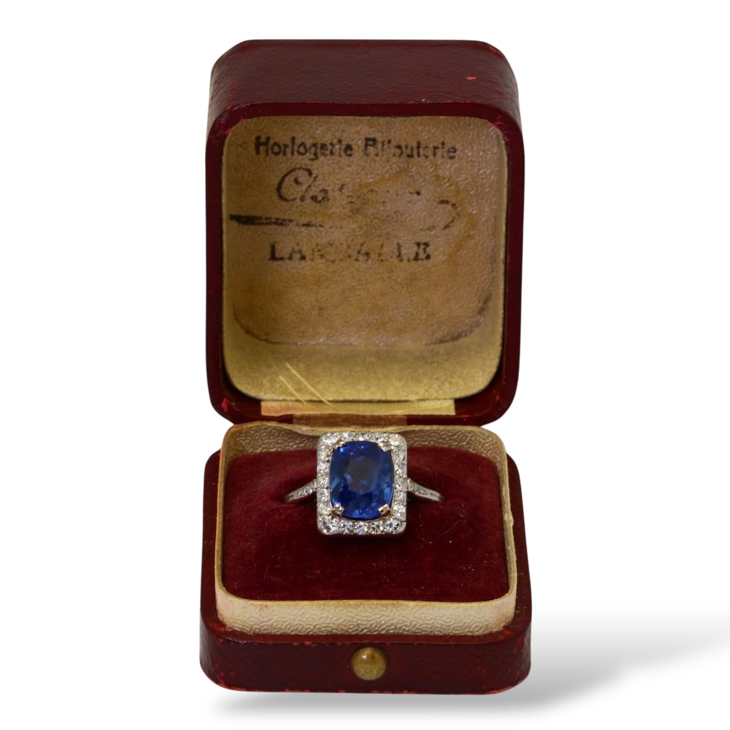 Bague ancienne saphir naturel et diamants