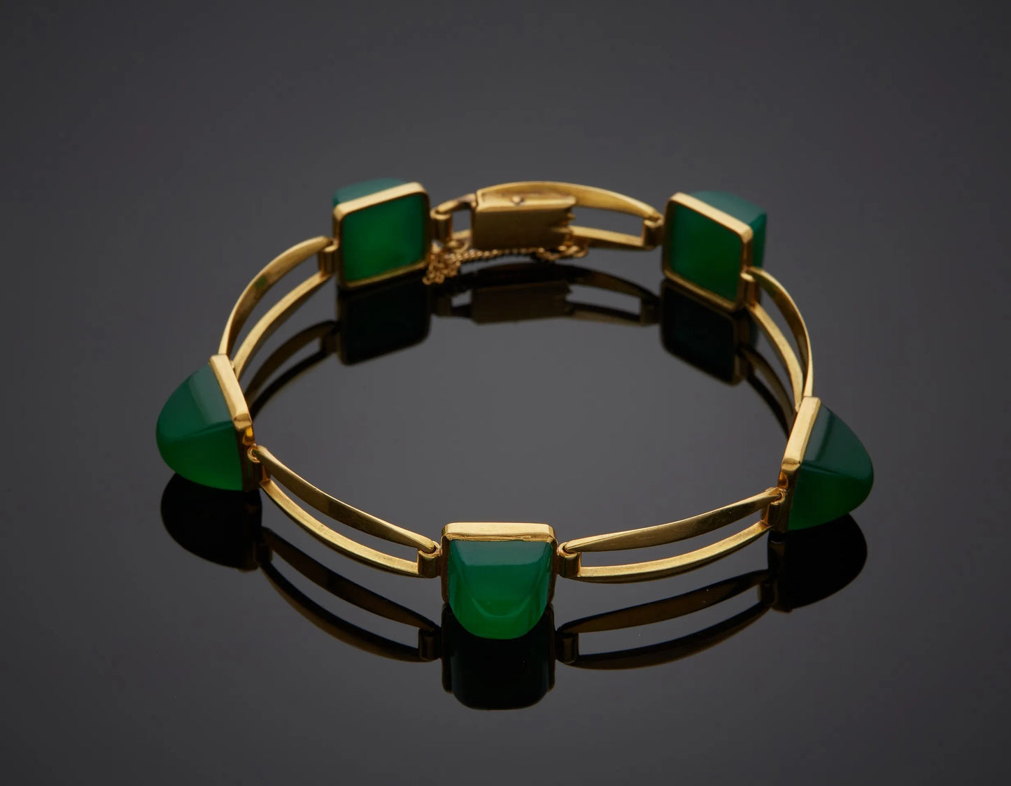 GHISO Bracelet en or et chrysoprases.