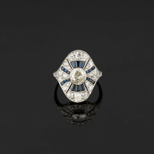 Monceau Joaillerie - Bague Art-Déco diamants et saphirs